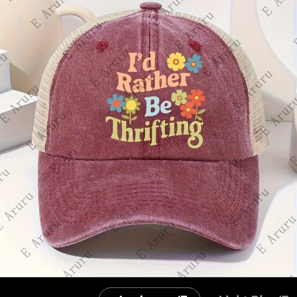 Floral I'd Rather Be Thrifting Cap